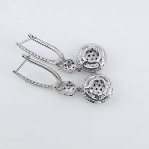 1.31 Cttw White & Blue Diamond Drop <b>Dangle</b> <b>Earrings</b> 925 Sterling <b>Silver</b>, Round Cut Natural & Color-Enhanced Diamond <b>Earrings</b> - Product Image 4