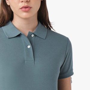 Chemise décontractée pour femme de qualité supérieure, couleur unie, manches courtes, légère, respirante, en tricot, mélange polyester/coton, coupe classique - Product Image 5