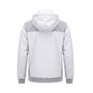 Veste coupe-vent blanche unie en polyester, à capuche, avec bordure côtelée, légère, style bomber, décontractée, ensembles de survêtements en polyester - Product Image 2