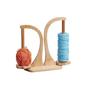Wooden Double Yarn Holder Magnetic Rotating Yarn Ball Stand Anti Slip Knitting Crochet Rack <b>Desk</b> Organizer - Product Image 1