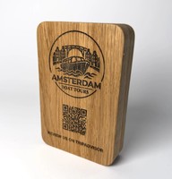 Support de menu rectangulaire en bois gravé au laser avec logo personnalisé, code QR, écologique, pour table, style antique et moderne