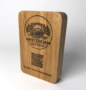 Premium Custom Logo Laser Engraved QR Code <b>Wooden</b> Rectangle Tabletop Menu Holder Eco Friendly Signs Display Stand Antique Modern - Product Image 6