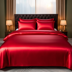 Red Label 108x108 Inch <b>King</b> Queen Twin <b>Sizes</b> Satin Cotton Bed <b>Sheet</b> Set 4 Pcs American Style Solid for Home Hotel Bedding - Product Image 3