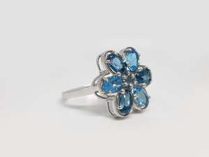 Swiss And London Blue Topaz Flower <b>Ring</b> 925 Sterling Silver Natural Gemstone November Birthstone Jewelry Gift For Women - Product Image 4