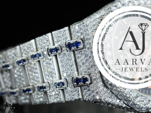 AARVA JEWELS Women's Luxury <b>Watch</b> <b>Case</b> Hidden Clasp 3BAR Water Resistance Moissanite Band Analog Quartz Sapphire Crystal Dial - Product Image 4