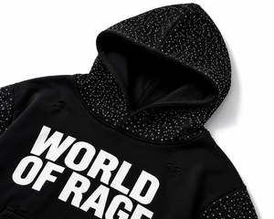 Oversized <b>Black</b> <b>Fleece</b> 100% Cotton Eco-Friendly Digital Printing Hoodie Regular Sleeve Knitted Men's Winter - Product Image 1