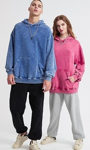 Sudadera con Capucha Extra Grande, Color Rosa Sólido, Felpa de Algodón, con Bolsillo, Estilo Casual, para Otoño, Unisex, Corte Regular - Product Image 3
