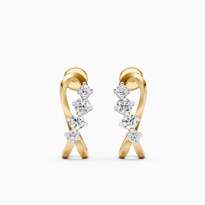 Impresionantes pendientes Twine Spark con diamantes cultivados en laboratorio de 0.45 quilates en oro amarillo, blanco y rosa de 9 quilates. - Product Image 3