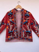 Couette Bohème en Velours Brodé à la Machine, Motif Floral, Réversible, Respirante, Tricotée, Écologique, Matelassée, en Coton Ethnique et Nylon avec Lettres