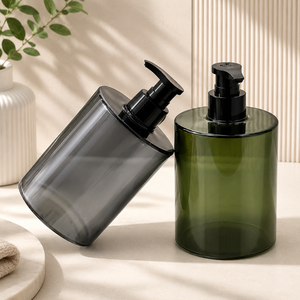 Flacon pompe en PET ambré de 480 ml, distributeur de lotion rond, emballage cosmétique pour shampoing, gel douche - Product Image 2