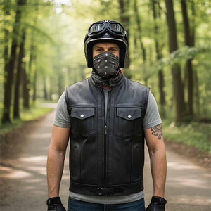 Gilet de moto en cuir pour homme, gilet de protection en cuir de vachette pour motard, gilet de sécurité pour moto avec protections - Product Image 2