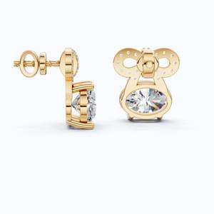 ต่างหูเพชรทรงรีสีเหลืองทอง 10KT เพชรเลี้ยงในห้องปฏิบัติการ ประดับด้วยวงแหวนเพชร รับรองโดย IGI เหมาะสำหรับเป็นของขวัญหมั้นและงานแต่งงาน เครื่องประดับชั้นดี - Product Image 6