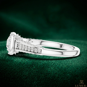 Bague de fiançailles avec halo de diamants de laboratoire taille Asscher en or blanc 9K 10K 14K 18K, certifiée IGI, bijoux de mariage pour femmes - Product Image 2