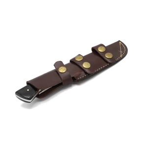 Cuchillo de Caza de Acero de Damasco Hecho a Mano Personalizado, Hoja Recta con Punta Caída y Mango de Asta de Ciervo, Funda de Cuero OEM - Product Image 3
