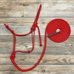 Ensemble de laisse et de collier pour cheval en corde de nylon tressée, couleur bordeaux, vente en gros - Product Image 4