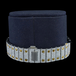 Different Shapes Moissanite Studded <b>Square</b> Dial With Roman Numerals Iced Out <b>Watch</b> Two Tone Hip Hop Rapper Wrist Luxurious <b>Watch</b> - Product Image 4