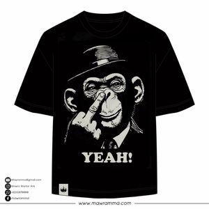Camiseta de manga corta con estampado de personaje de mono negro para hombre, cuello redondo, estilo casual, ajuste regular, de algodón. - Product Image 5