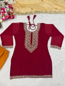 Women's Georgette Unstitched Pakistani Wedding <b>Gown</b> – Designer 3-Piece Suit Set with Mirror & Stone Work for <b>Brides</b> - Product Image 3