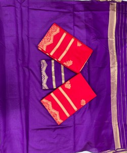 Sari de seda morado con borde dorado Zari y motivo de pavo real, ropa tradicional india para bodas, para mujeres - Product Image 3