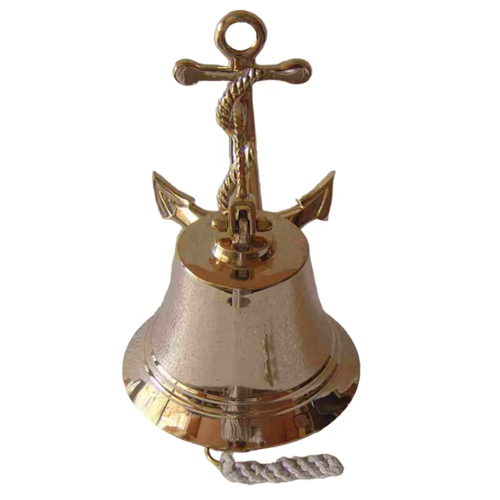 Vintage Style Brass Bell Anchor Antiqued For Temple Office School & Multi Place Brass Hanging Bell Desk Bell Manufacture