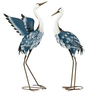 Ensemble de 2 statues de héron bleu pour jardin, 29'' et 27,5'', sculptures d'oiseaux debout pour la décoration de pelouse, patio et jardin - Product Image 1