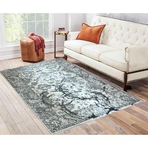 Penina Area di lusso tappeto disegno astratto con cerchi d'argento su sfondo grigio Set di 3 - Product Image 2