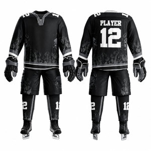 Conjunto de Jersey de Hockey sobre Hielo Negro para Hombre, Manga Larga, Impresión Sublimada, Absorbe la Humedad, Ajuste Atlético, Uniforme de Hockey sobre Hielo para Adultos - Product Image 1
