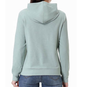 Pull à capuche personnalisé OEM ODM avec logo imprimé sur le devant, respirant, doublé en polaire polyester/coton, pour femme, couleur unie, tricoté, hiver - Product Image 2