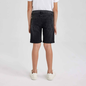 Shorts en jean noir délavé pour homme, coupe slim, bords bruts, cinq poches, style décontracté urbain, vêtements de mode estivale - Product Image 4