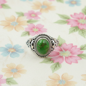 Anillo Vintage Ovalado de Cobre Verde Turquesa y Plata 925 para Mujer y Hombre, Joyería Boho Hecha a Mano, Anillo Unisex Chapado en Oro Rosa y Oro Amarillo - Product Image 2