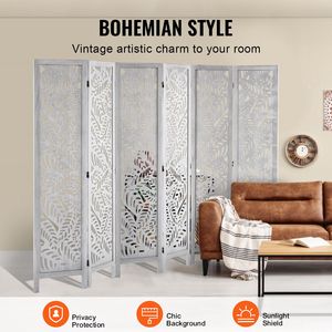 "6 Panel Folding Privacy <b>Screen</b> #### <b>Screens</b> Room Dividers #### 66.9" Tall Carved Wood Divider #### Indoor #### Portable #### - Product Image 2