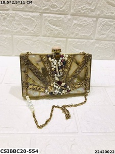 Bolso de noche para damas Hecho a mano Madre de perla Embrague Patrón de piedra de metal Precio bajo Accesorio de boda - Product Image 5