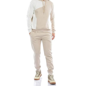 Men Color Blocking Hooded Tracksuit <b>Set</b> Full Sleeve Breathable Cotton Casual Autumn Wear Regular Fit With Side Pockets - Product Image 2