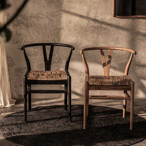 เก้าอี้ทานข้าวทรงวิชโบนไม้สักแท้พรีเมียมพร้อมเบาะหวาย – เก้าอี้ไม้สไตล์สแกนดิเนเวียนสมัยใหม่สำหรับใช้ภายในบ้านและเชิงพาณิชย์ - Product Image 2