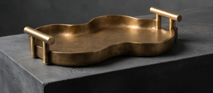 Bandeja de lujo con forma de nube de metal dorado con asa, plato para mesa de centro, centro de mesa para sala de estar, decoración para eventos, venta al por mayor - Product Image 4