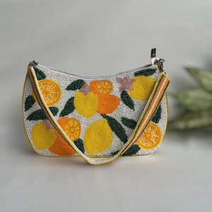Sac à main en coton brodé à la main avec motif floral et poignée rayée - Product Image 3