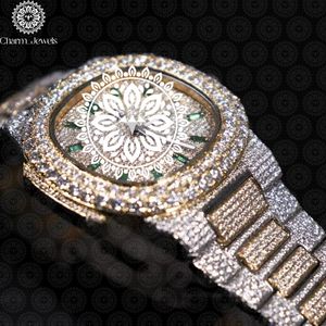 Montre de luxe pour homme Charm_Jewels avec diamants, bracelet en acier inoxydable, mouvement mécanique, cadran de 40 mm, date automatique luminescente, étanche 10 bars - Product Image 5