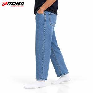 Custom <b>Mens</b> Baggy Streetwear Denim <b>Jeans</b> 12 Oz Cotton Denim Ripped Detail Wholesale Low MOQ - Product Image 3