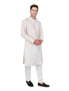<b>Men</b> Kurta <b>Pajama</b> Set White Traditional Ethnic Wear Casual Outfit Ankle Length Regular Fit India Pakistan Style - Product Image 5