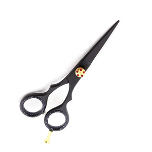 Tijera de salón de belleza recubierta de Color negro, tijeras de corte de pelo de peluquero de acero inoxidable con reposapiés ajustable dorado - Product Image 4