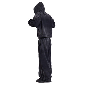 Sweat à capuche zippé personnalisé pour homme 2025 en 100 % coton, broderie chenille, motif uni, tissu polaire, coupe ample, respirant, écologique - Product Image 5