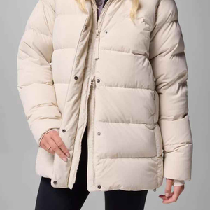 Manteau long matelassé à capuche pour femme, col montant zippé, couleur unie, chaud, style décontracté, doudoune d'hiver - Product Image 5
