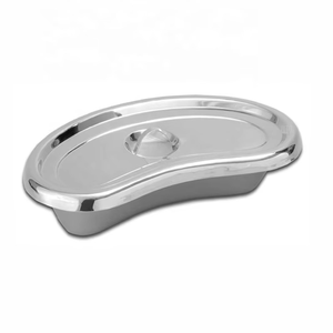 Bac réniforme premium avec couvercle en acier inoxydable de qualité chirurgicale, bassin anti-émése de 8 pouces avec couvercle sécurisé pour usage hospitalier et clinique - Product Image 2