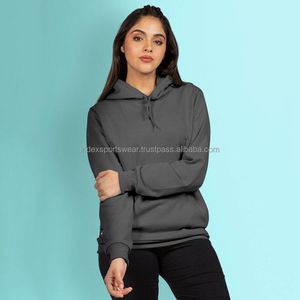 Sweat-shirt à capuche pour femmes, manches longues, couleur unie, pull tricoté respirant, vêtements d'automne - Product Image 4