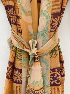 Handmade Floral <b>Kimono</b> Robe for Women Yellow Cardigan Gown Smooth Feature for Spring Summer Autumn - Product Image 4