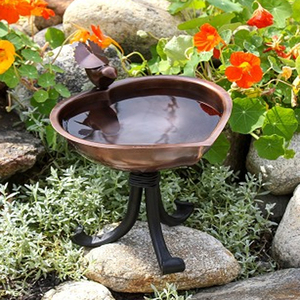 Bain d'oiseaux en cuivre martelé avec piquet, base de bain d'oiseaux en cuivre avec piquet, décoration de jardin extérieure, résistant aux intempéries, poli - Product Image 5