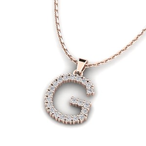 Colgante con Letra G de Plata 925 con Moissanita y Cristales de Estrás, Engaste de Garras, Colgante de Moda Unisex - Product Image 2