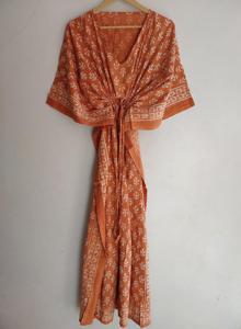 Handmade Long Kaftan Dress Cotton Kaftan Free Size Sexy Kaftan Night Dress Women Beach Cover <b>up</b> Long Nightwear Gown Natural - Product Image 3