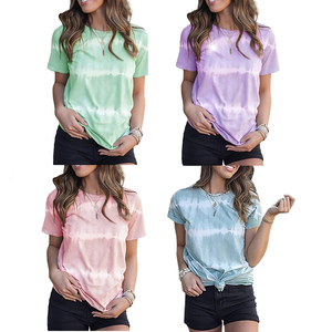 Camiseta Personalizada para Mujer, Formal, Veraniega, Transpirable, Ecológica, 100% Algodón, Estampada a Cuadros, Cuello Redondo, Manga Corta - Product Image 1