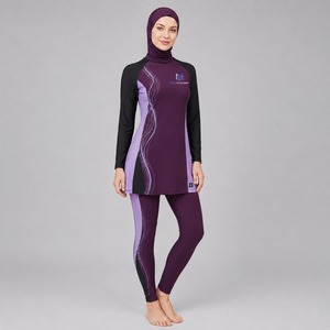 Nouvel ensemble de maillot de bain musulman pour femme, entièrement couvrant, avec hijab, imprimé lettres, respirant et séchage rapide - Product Image 5